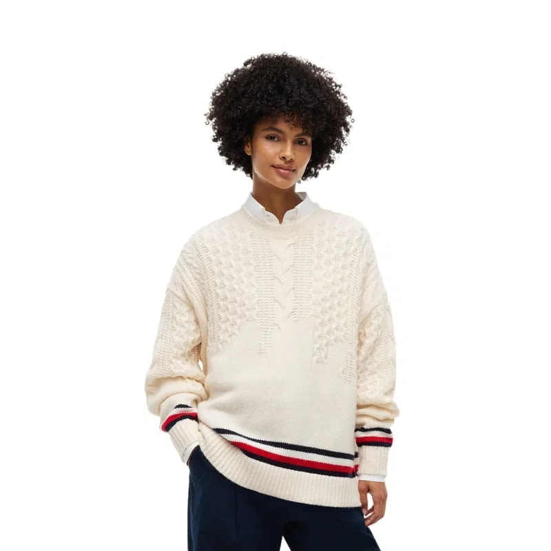 Женский свитер с круглым вырезом Ecru AEF Tommy Hilfiger, Ecru AEF