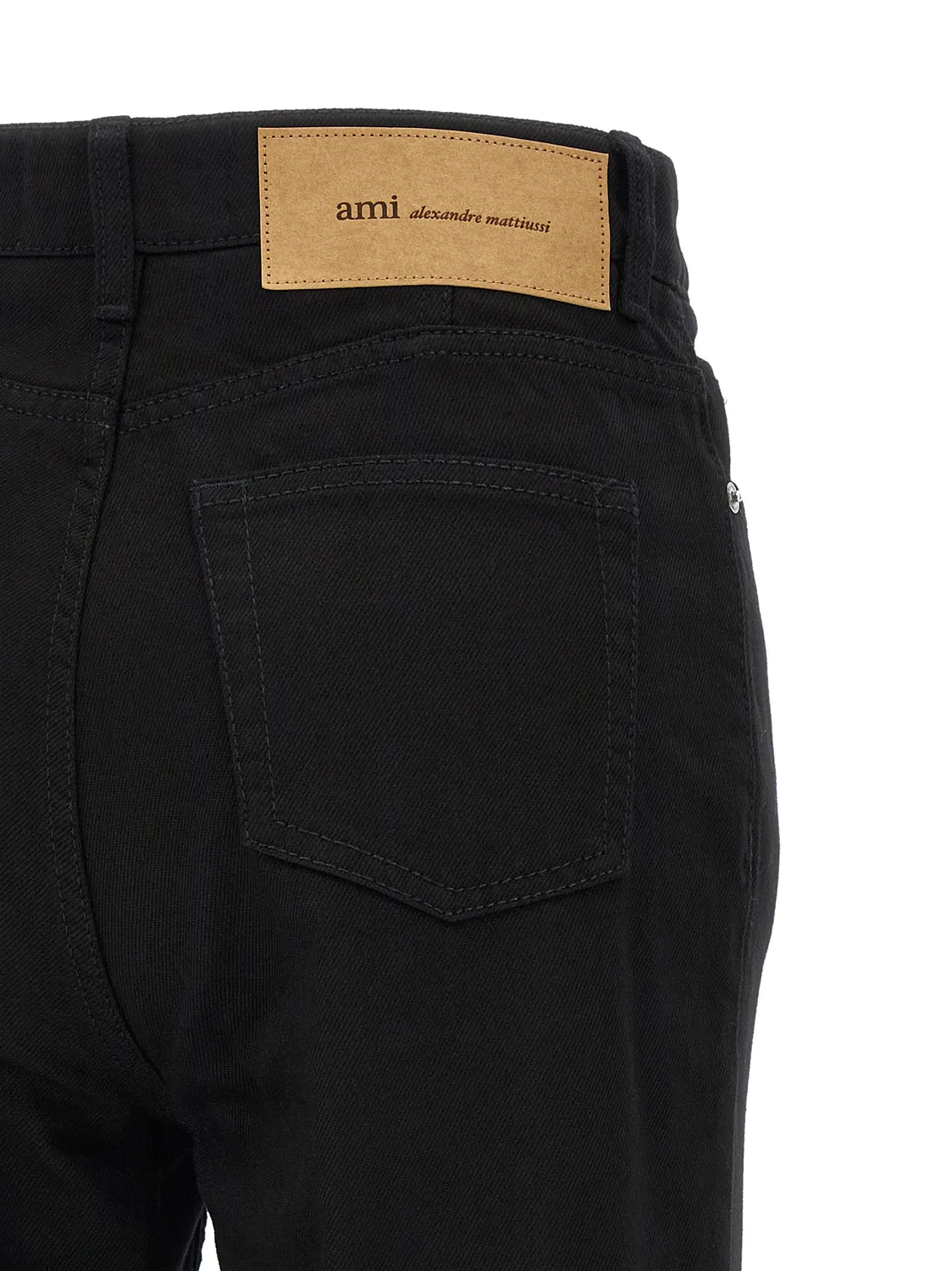 Женские джинсы с высокой посадкой расклешенные AMI Paris, Black — фото 4
