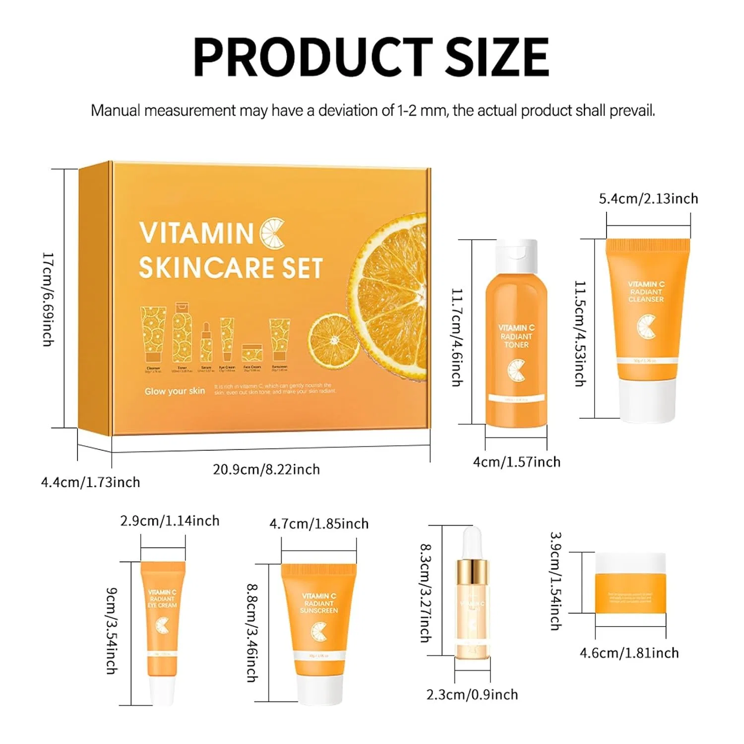 Набор для ухода за кожей лица, 6 предметов, Generisch, Cleanser, Toner, Serum, Eye Cream, Face Cream, Sun Cream, 350 г — фото 3