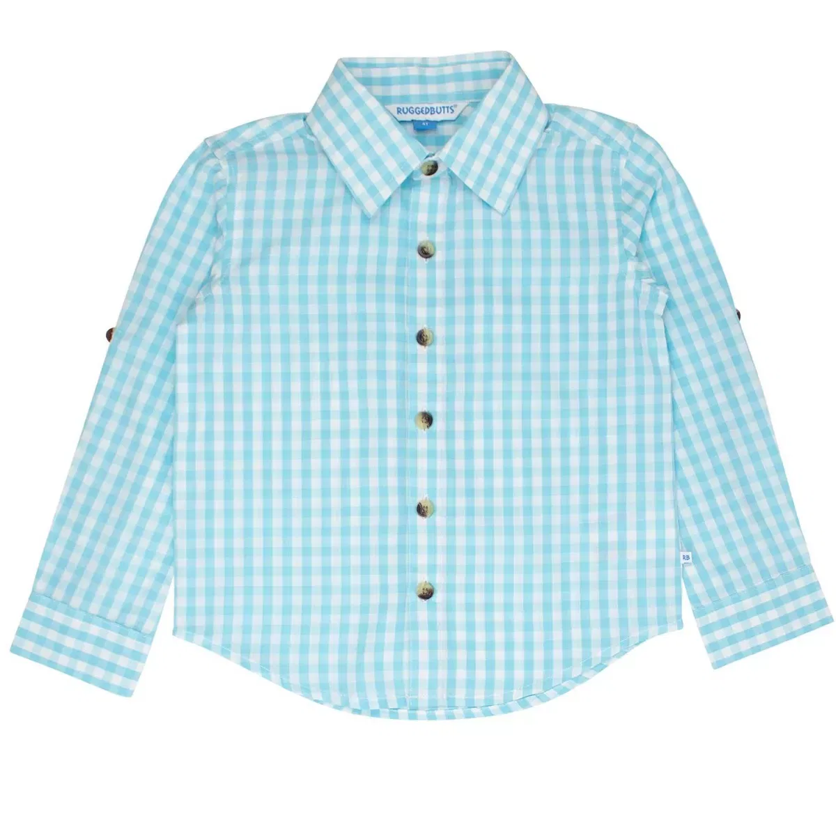 Детская рубашка с длинным рукавом RuggedButts, Classic Blue Breeze Gingham