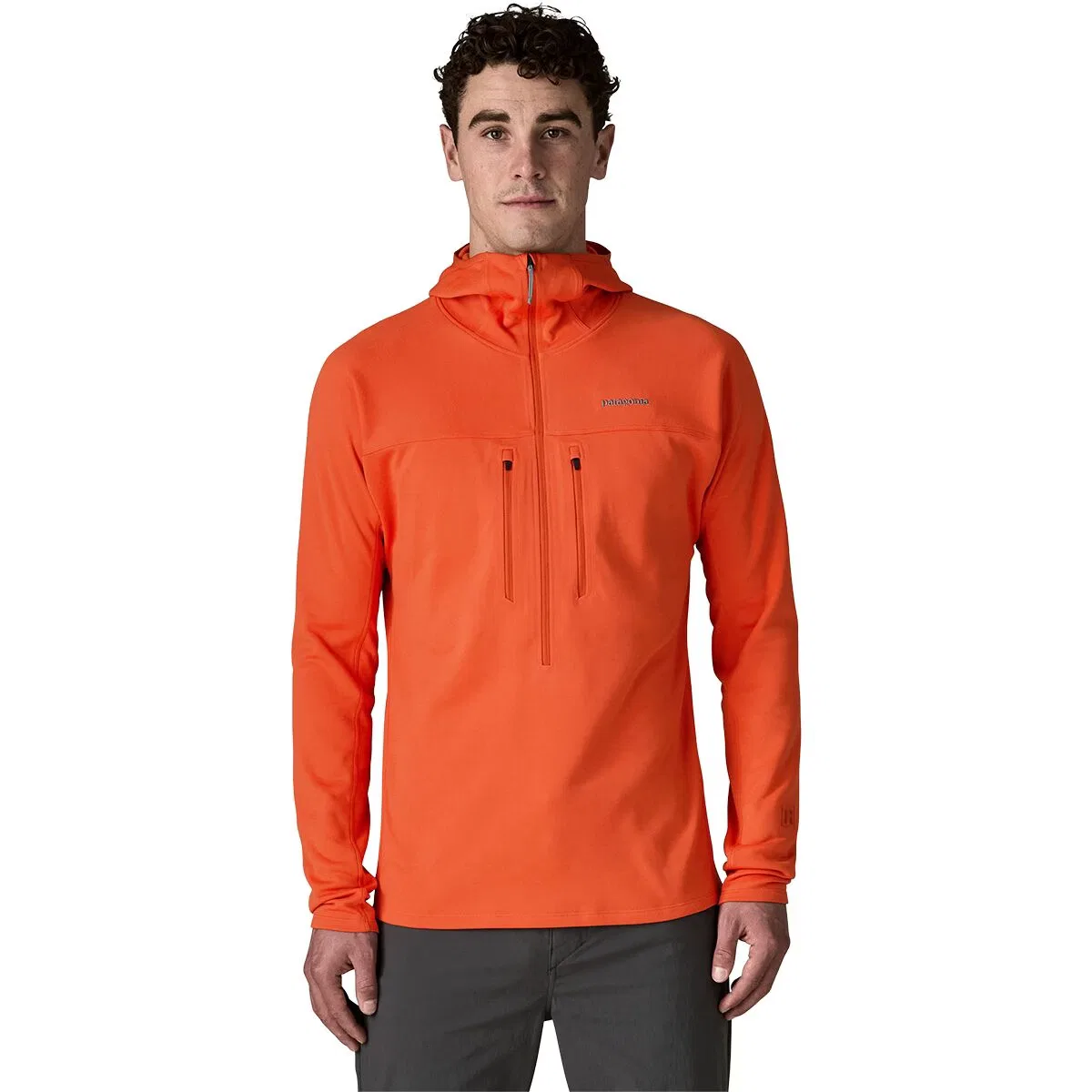 Мужской флисовый джемпер-худи ультралегкий R1 Ultralight Hoodie Patagonia, Coal Orange