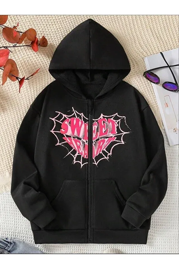 Детский кардиган с принтом Sweet Heart Web Modaberry, Black