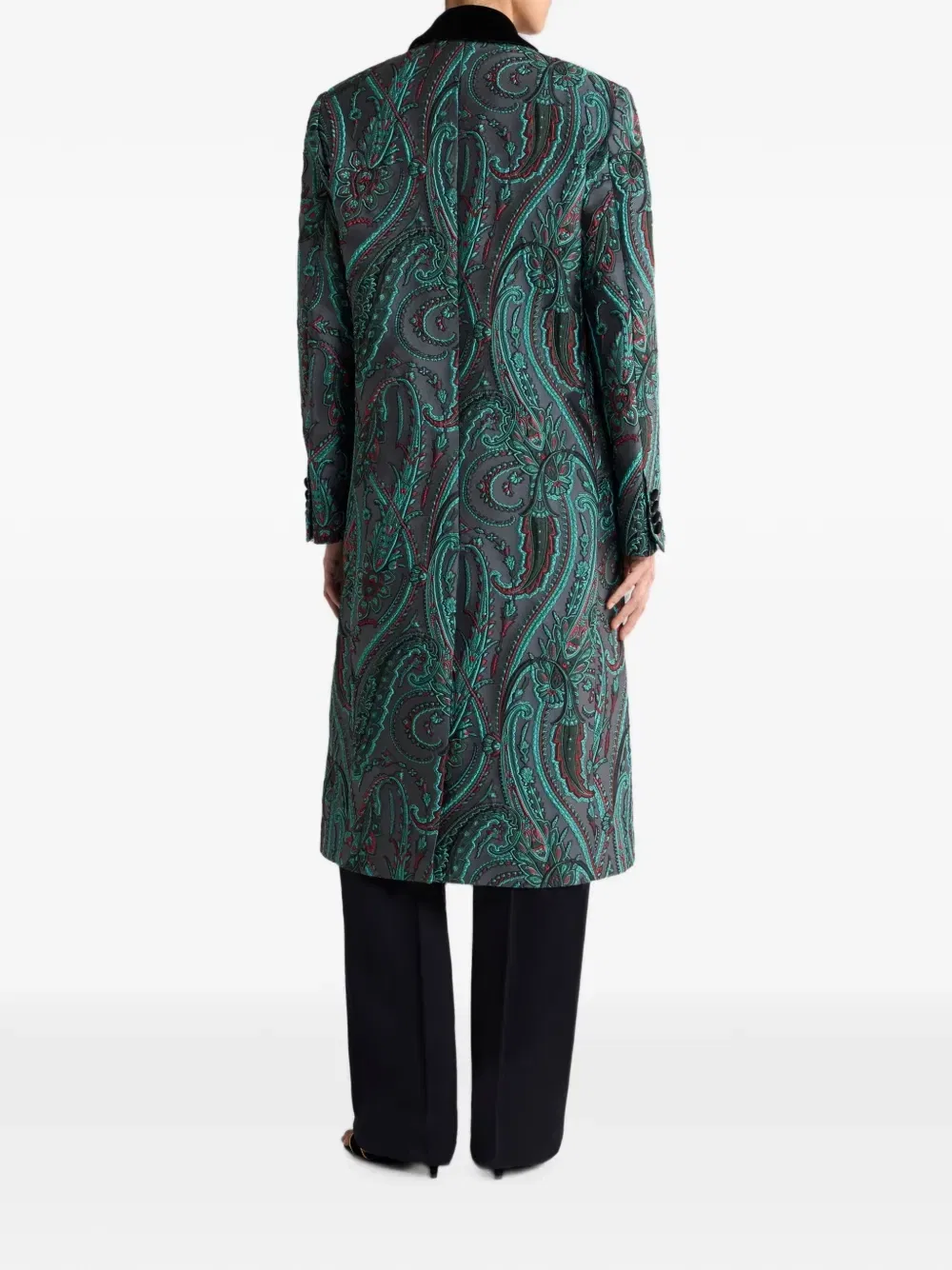 Двубортное пальто с узором пейсли ETRO, серый — фото 3