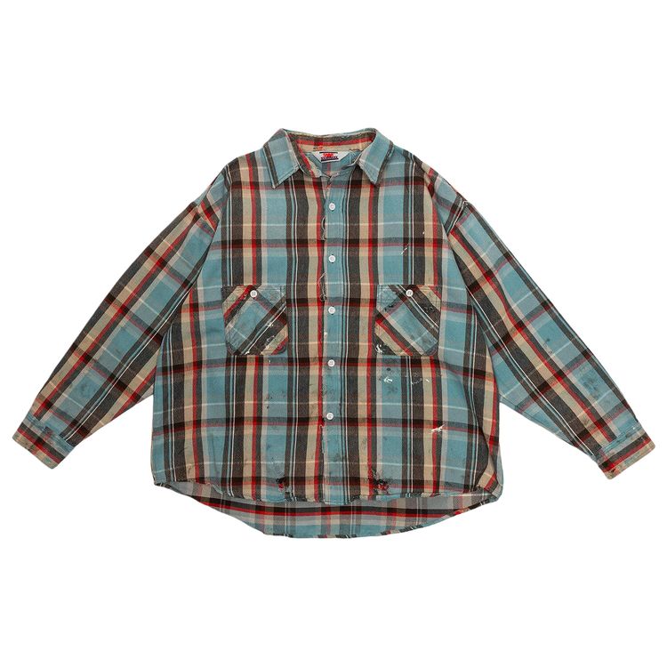 

Рубашка SAINT Mxxxxxx Flannel Shirt Check 'Blue', синий