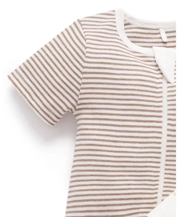 Детский комбинезон на молнии с коротким рукавом комплект из 2 штук Purebaby, Vanilla Wattle Bee Pack — фото 3