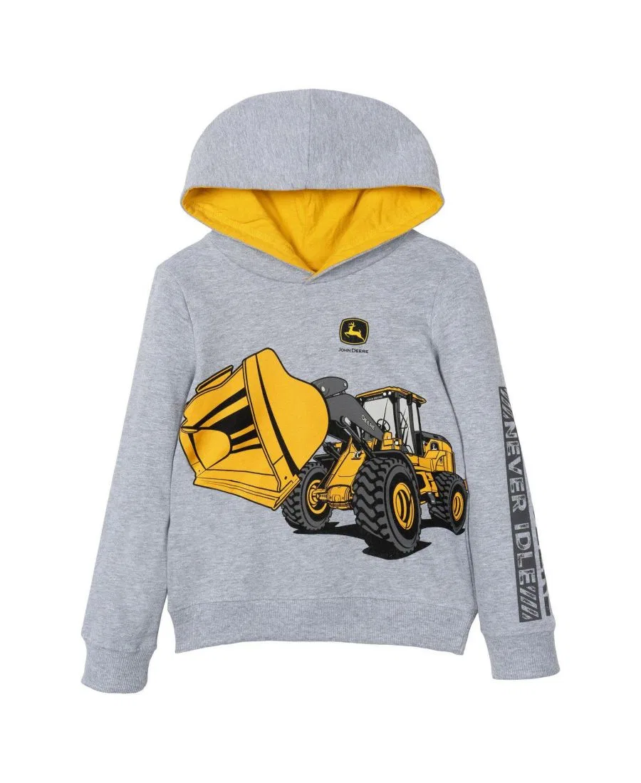Детский худи из флиса с капюшоном John Deere, Heather Gray Yellow