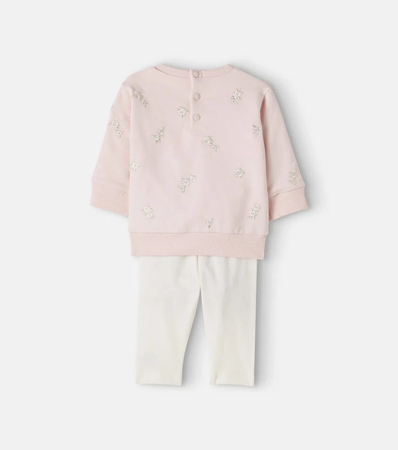 Комплект из свитшота с вышивкой и брюк из смесового хлопка Moncler Enfant, розовый — фото 3