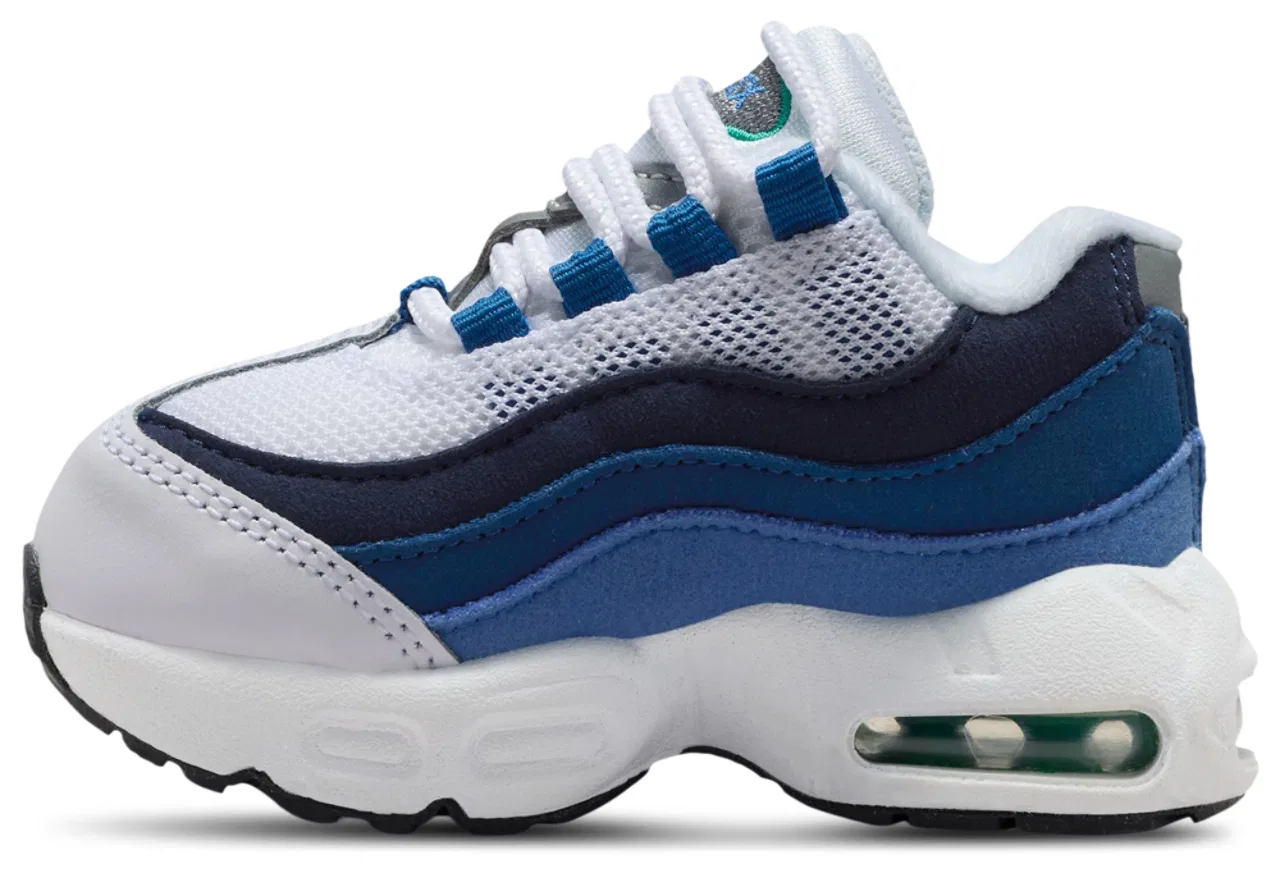 Кроссовки для мальчиков Air Max 95 PRM Nike, цвет White/Emerald Green/Lake Blue — фото 2