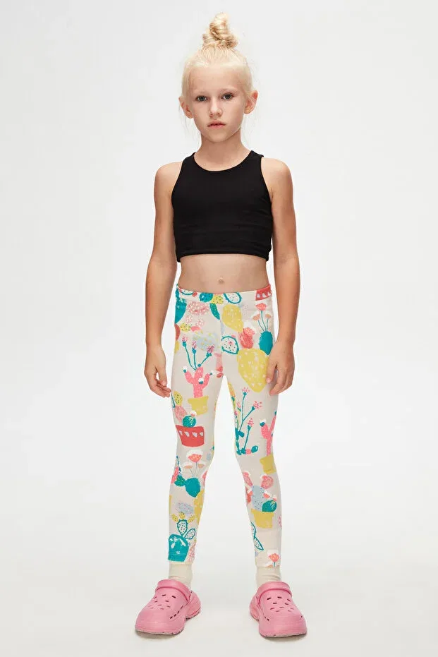 Детские леггинсы для девочек с принтом Spring Cactus Girl Lovetti, Patterned
