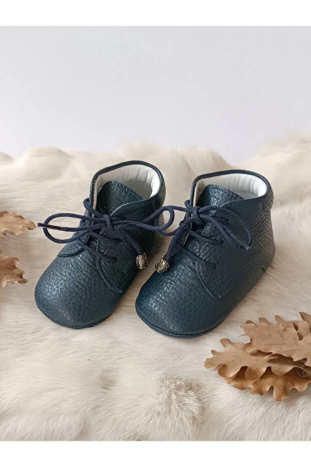 Детские пинетки из натуральной кожи Hodore, Navy Blue — фото 4