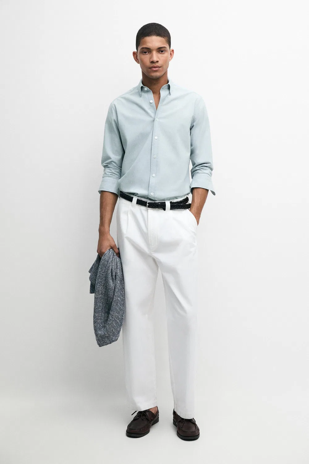 Рубашка Massimo Dutti 100% Cotton Denim, небесно-голубой — фото 3