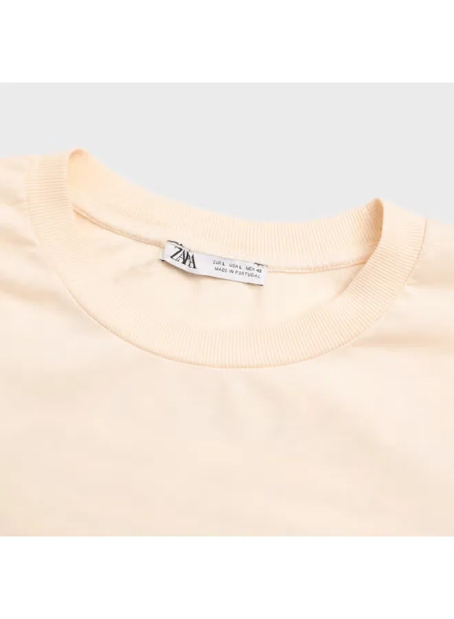 Футболка с принтом свободного кроя Zara, желтый — фото 4