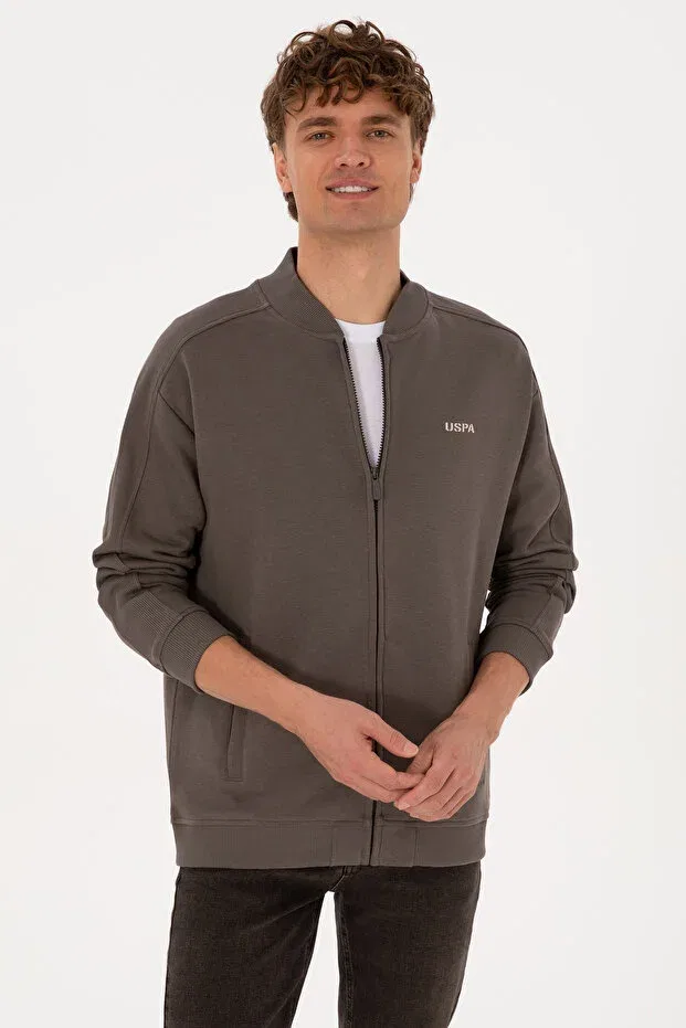 Мужской кардиган на молнии с воротником-стойкой U.S. Polo Assn., Taupe
