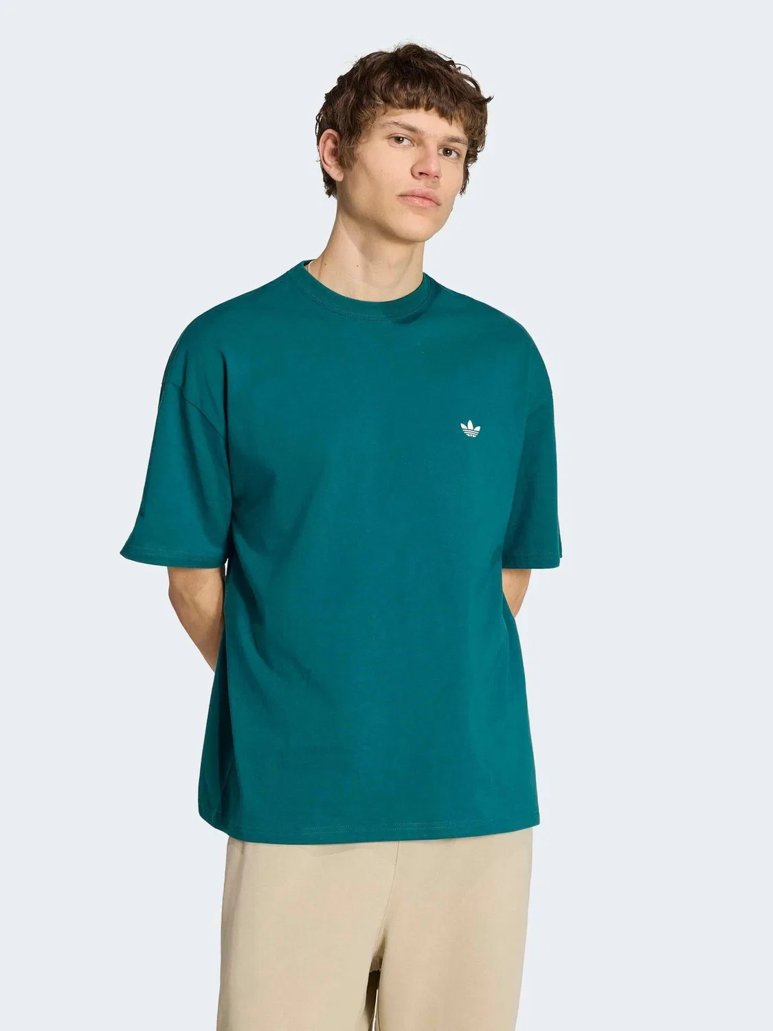 Футболка свободного кроя Trefoil Essentials adidas Originals, темно-зеленый