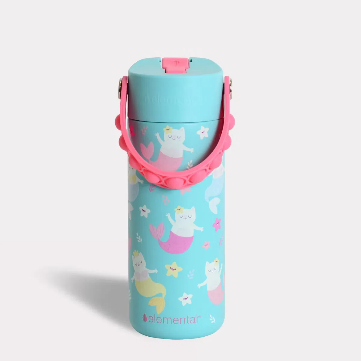 Детская термобутылка 530 мл с трубочкой и ручкой Pop-It Meowmaid Elemental, Meowmaid