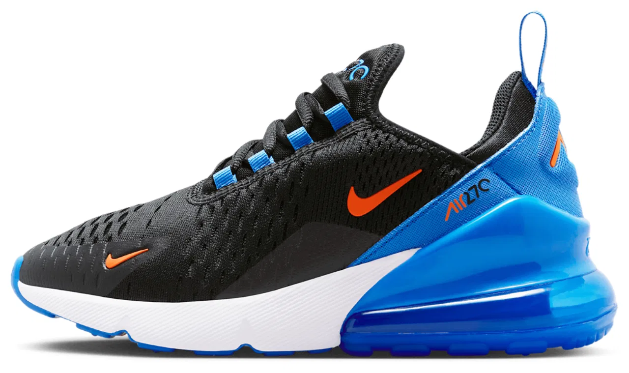Кроссовки для мальчиков Air Max 270 Nike, цвет Turf Orange/Black/Blue Crystal — фото 2