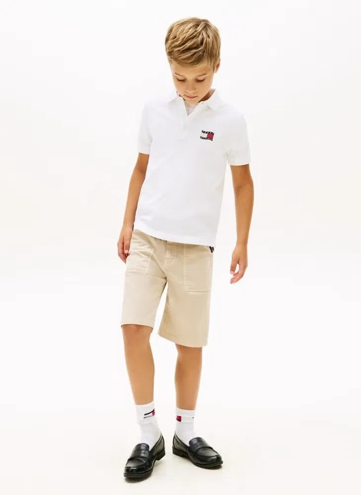 Поло с волнистым флагом, хлопковое, Regular fit, Tommy Hilfiger, белый — фото 4