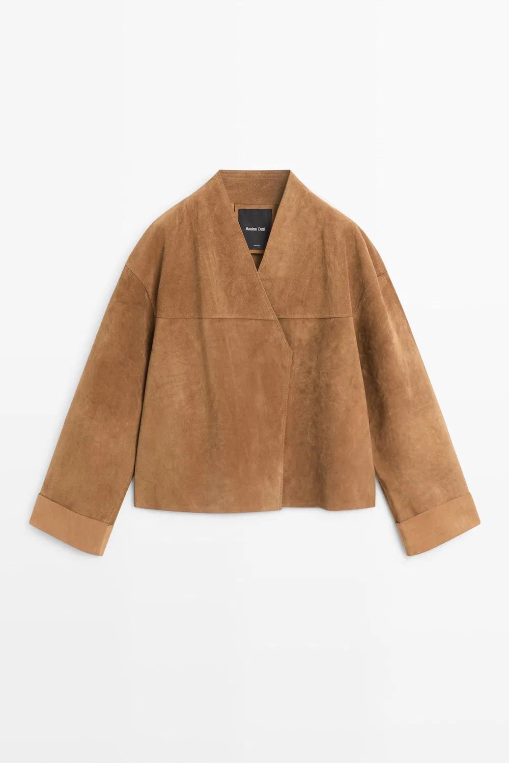 Куртка Massimo Dutti, замшевая, двубортная, короткая, горчично-желтый — фото 2