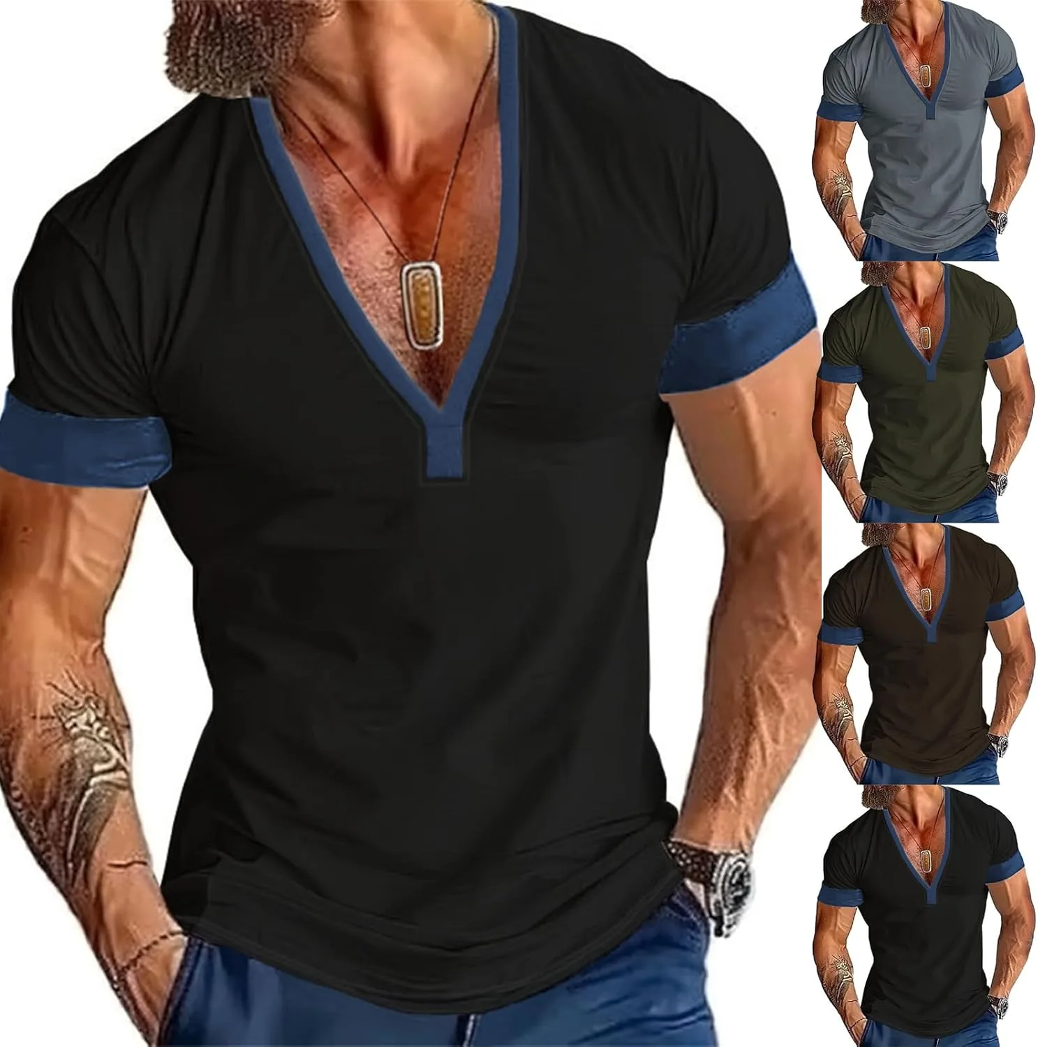 Мужская футболка V-образного выреза Muscle Slim для тренировок
