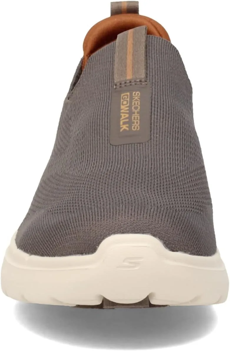 Мужские кроссовки Skechers Gowalk 6 - эластичные, без шнурков, спортивные, для походов и ходьбы, серо-коричневый — фото 4