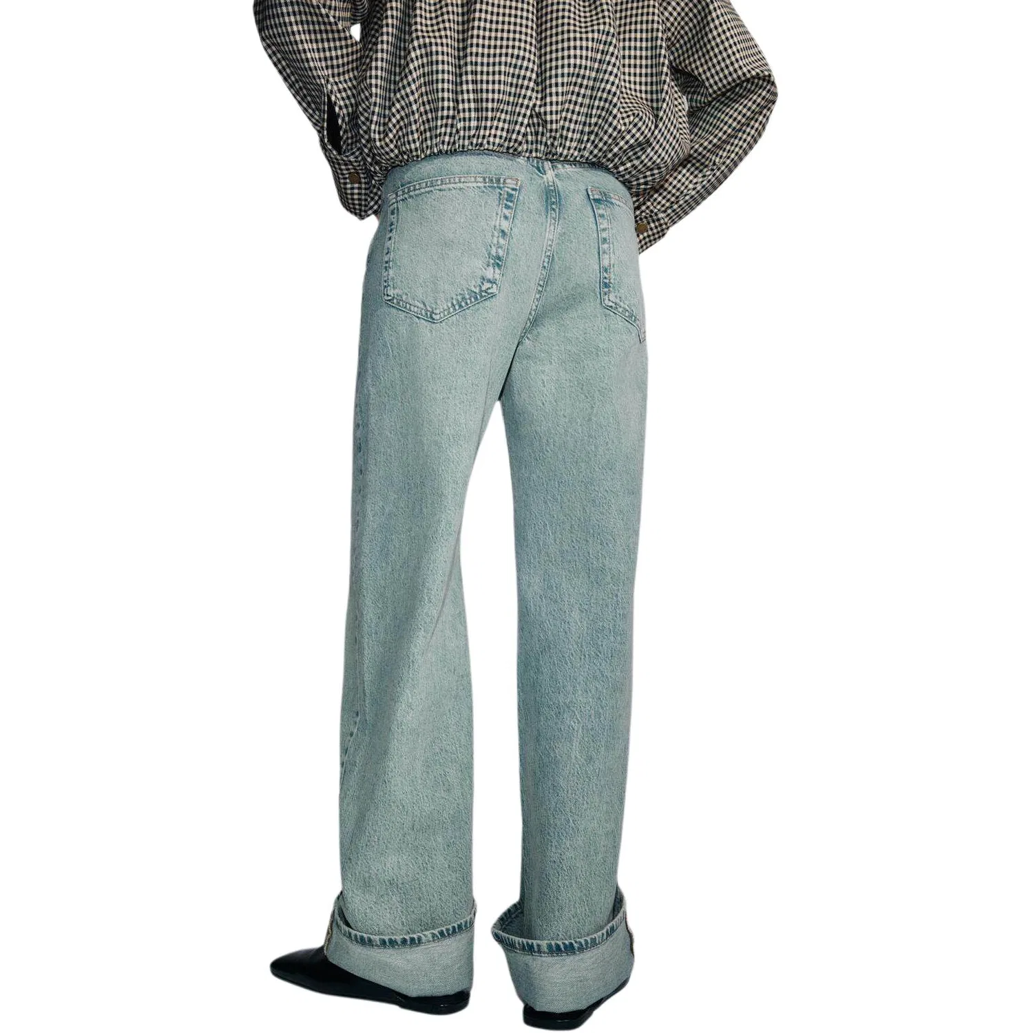 Женские джинсы свободного кроя Light Blue ZARA — фото 4