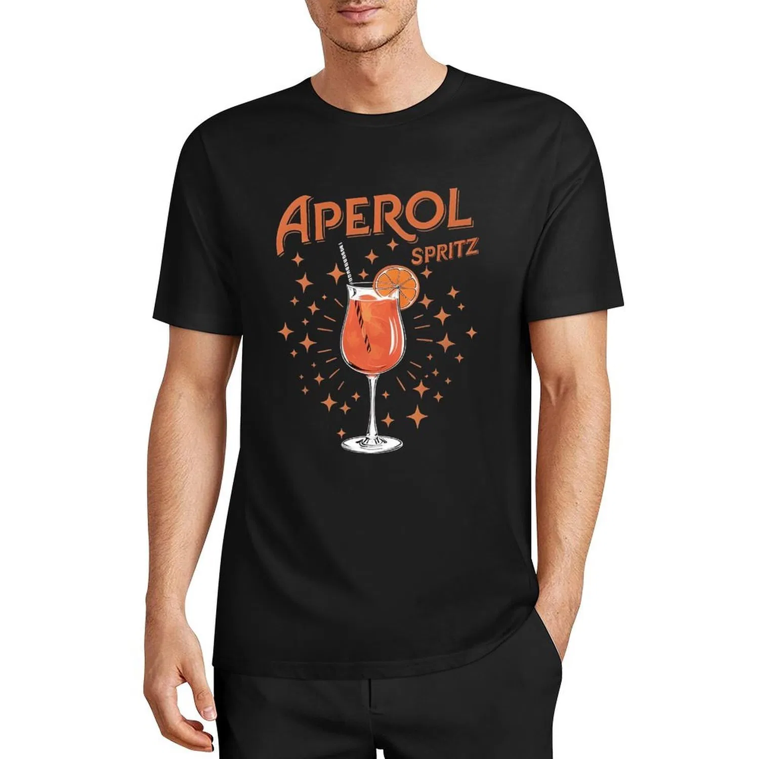 Мужская футболка с принтом Aperol Spritz Creative Aperol, Black — фото 4
