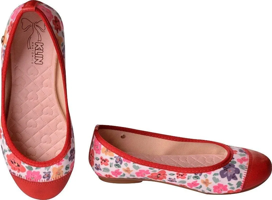 Детские балетки для девочек с цветочным принтом KIDKLICK FUN FASHION, Red — фото 2
