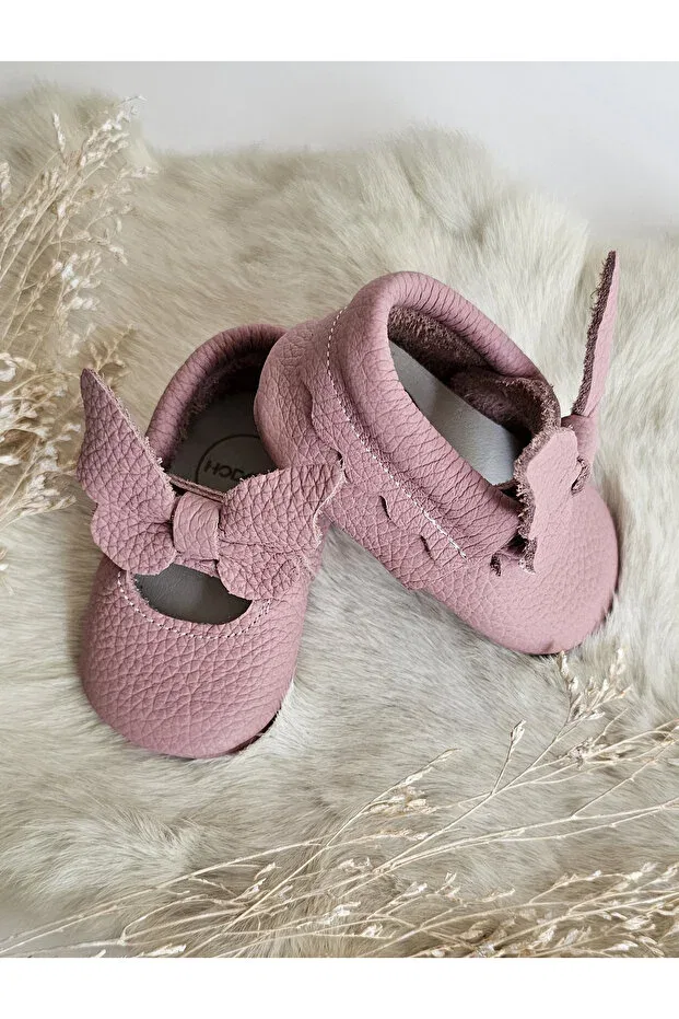 Детские мокасины-ботиночки для девочек из натуральной кожи Alice Hodore, Soft Pink — фото 3