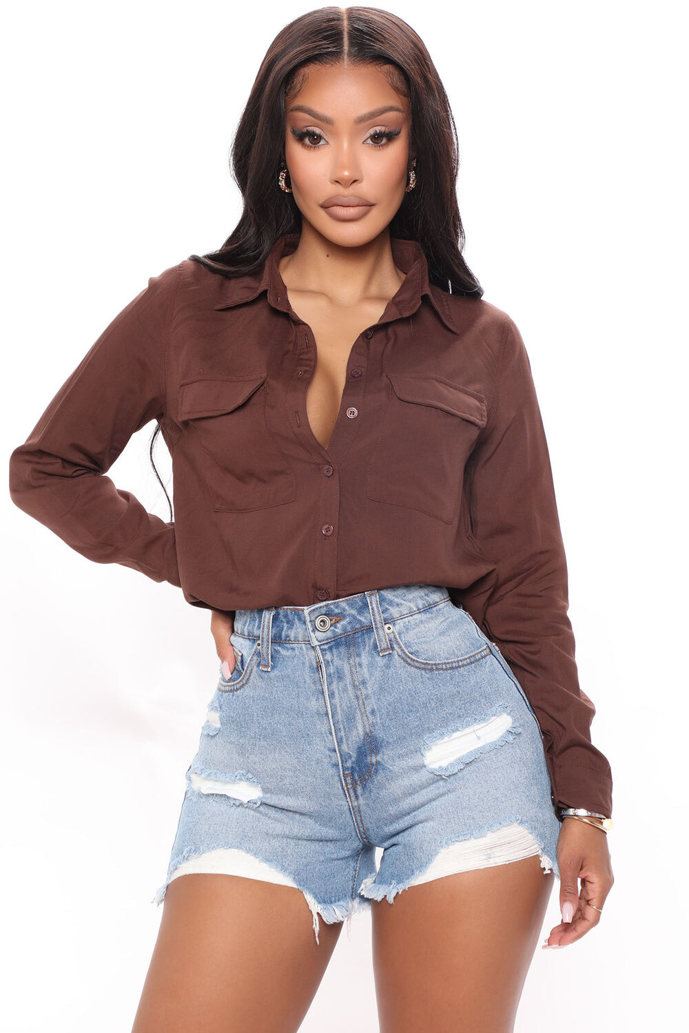 

Рубашка Fashion Nova TGI1196, шоколад