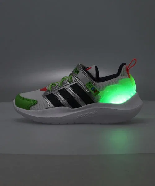 Детские кроссовки со светящейся пяткой Buzz Lightyear Adidas LIGHTORAMA RNR BUZZ EL C, White/Violet — фото 2