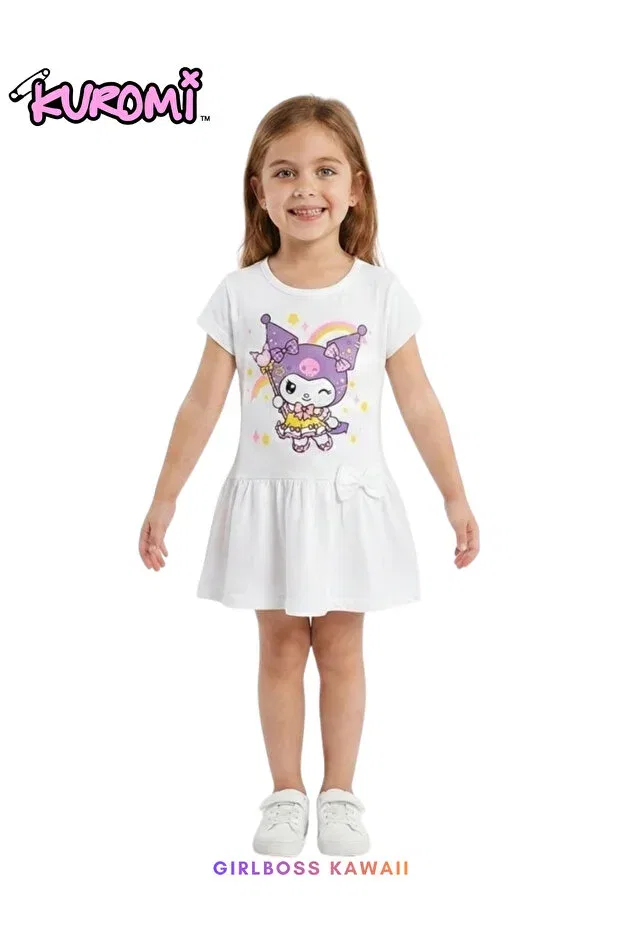 Детское платье для девочек с принтом Kuromi cream dress Girlboss Kawaii, Nude Color