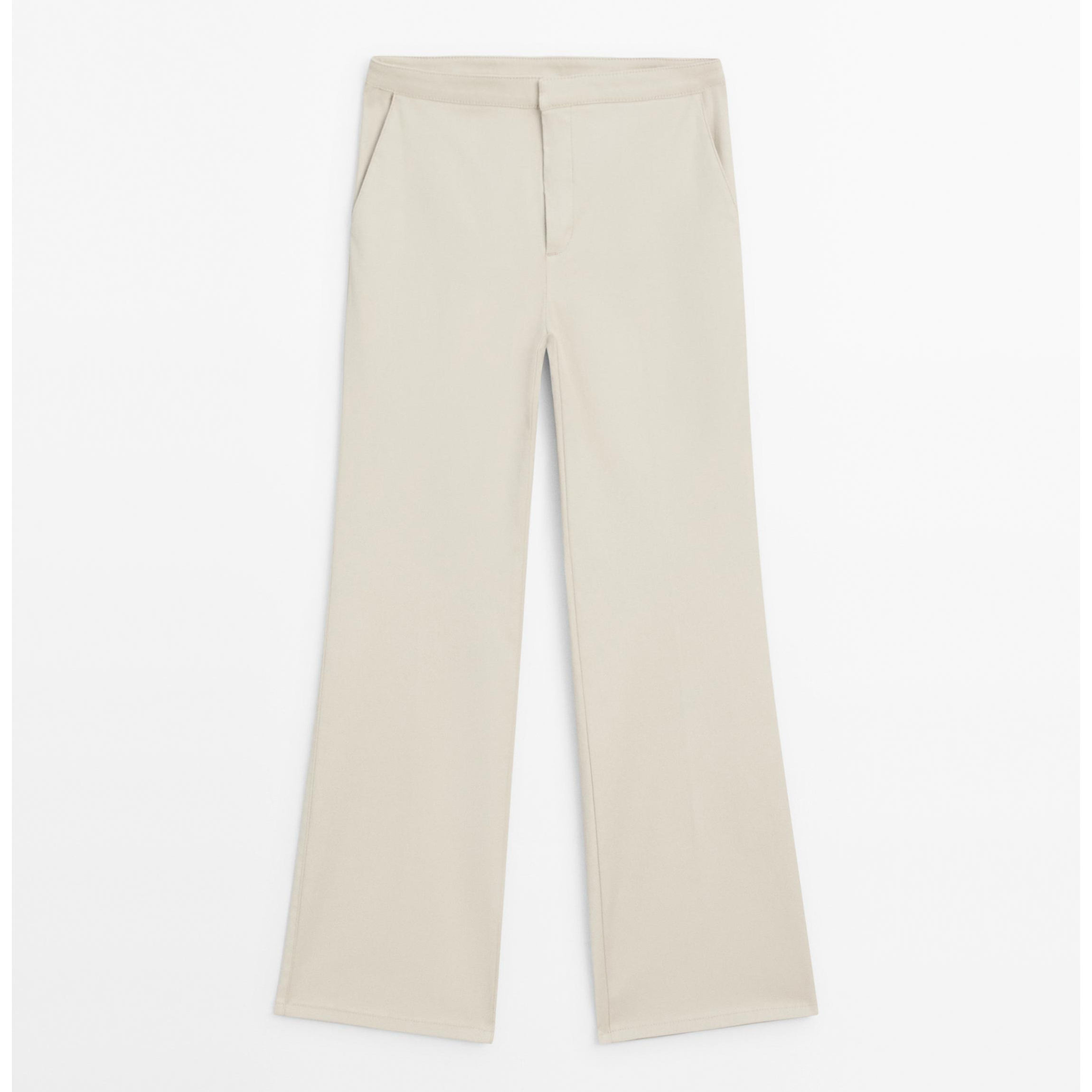 

Укороченные брюки клеш из вощеной ткани Massimo Dutti, серый