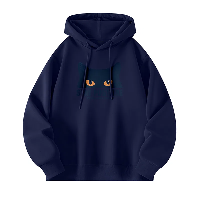Детская худи с капюшоном Tonlion, Color: Navy Blue Hooded Sweatshirt (Taobao Half-Face Blue Cat)