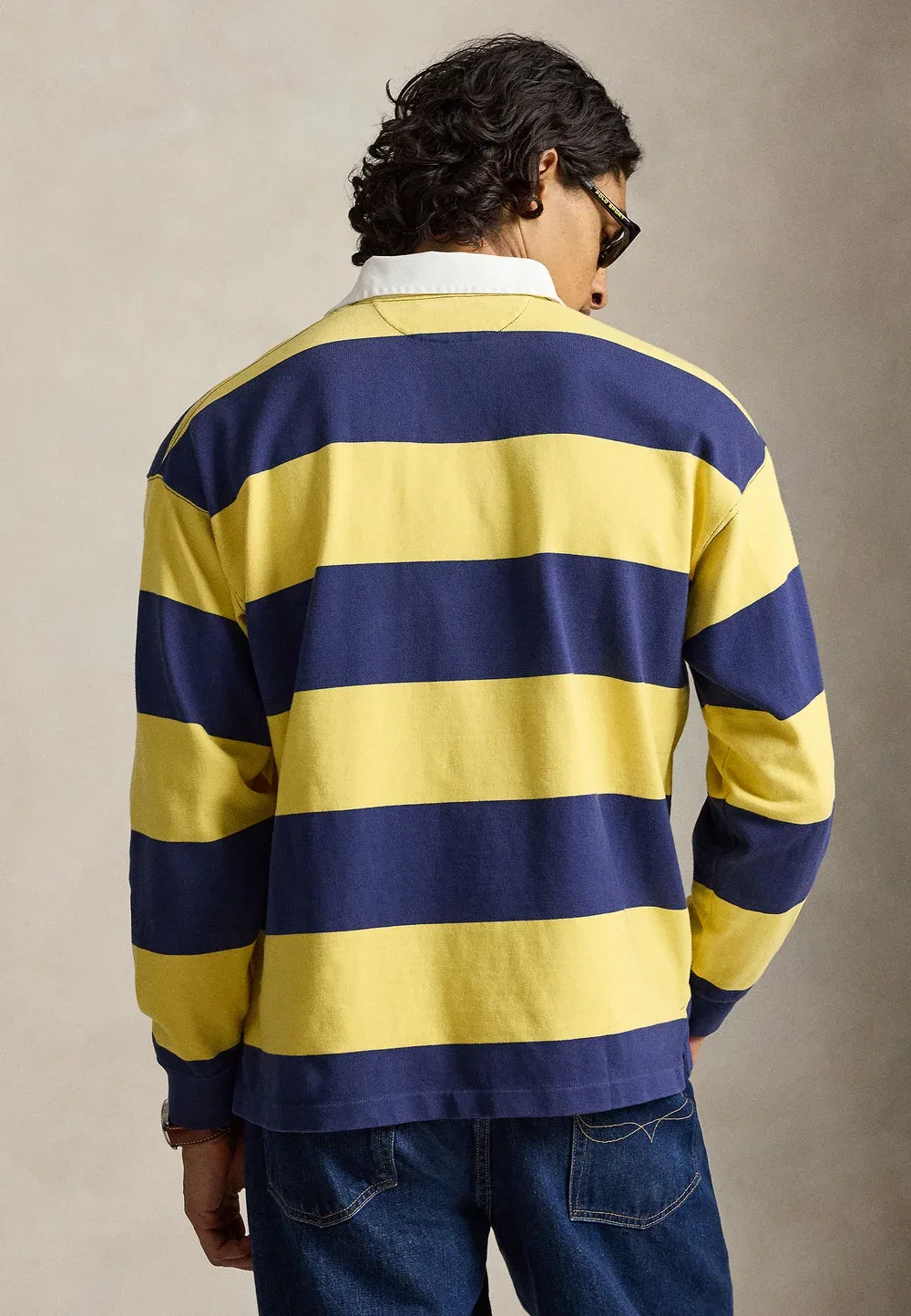 Полосатая регбийная рубашка большого размера - поло Polo Ralph Lauren, Yellow/Blue — фото 3