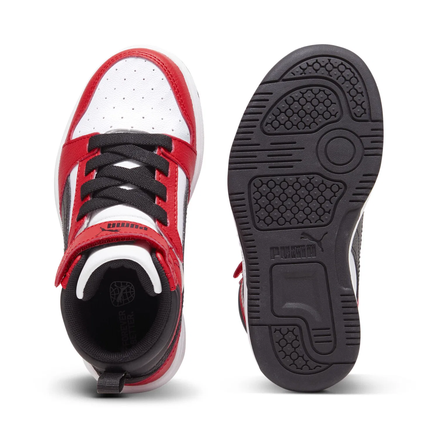 Детские кроссовки Rebound V6 Mid Puma, Rot Schwarz Weiss — фото 4