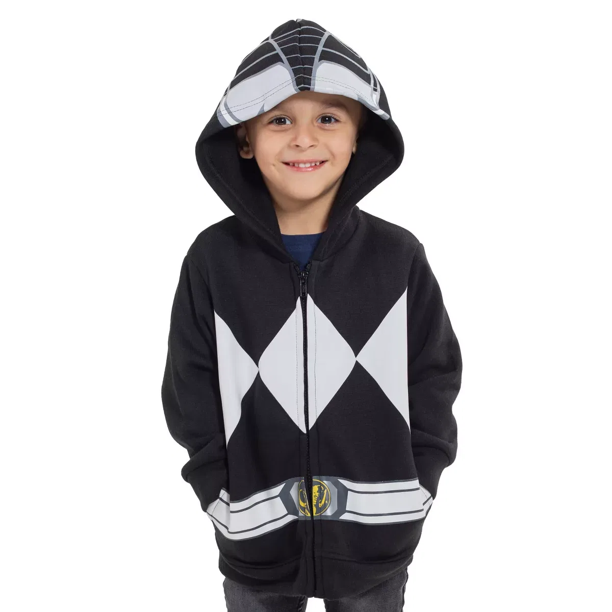 Детское худи на молнии с принтом Power Rangers Fleece Zip Up Hoodie Toddler Power Rangers, Black — фото 2