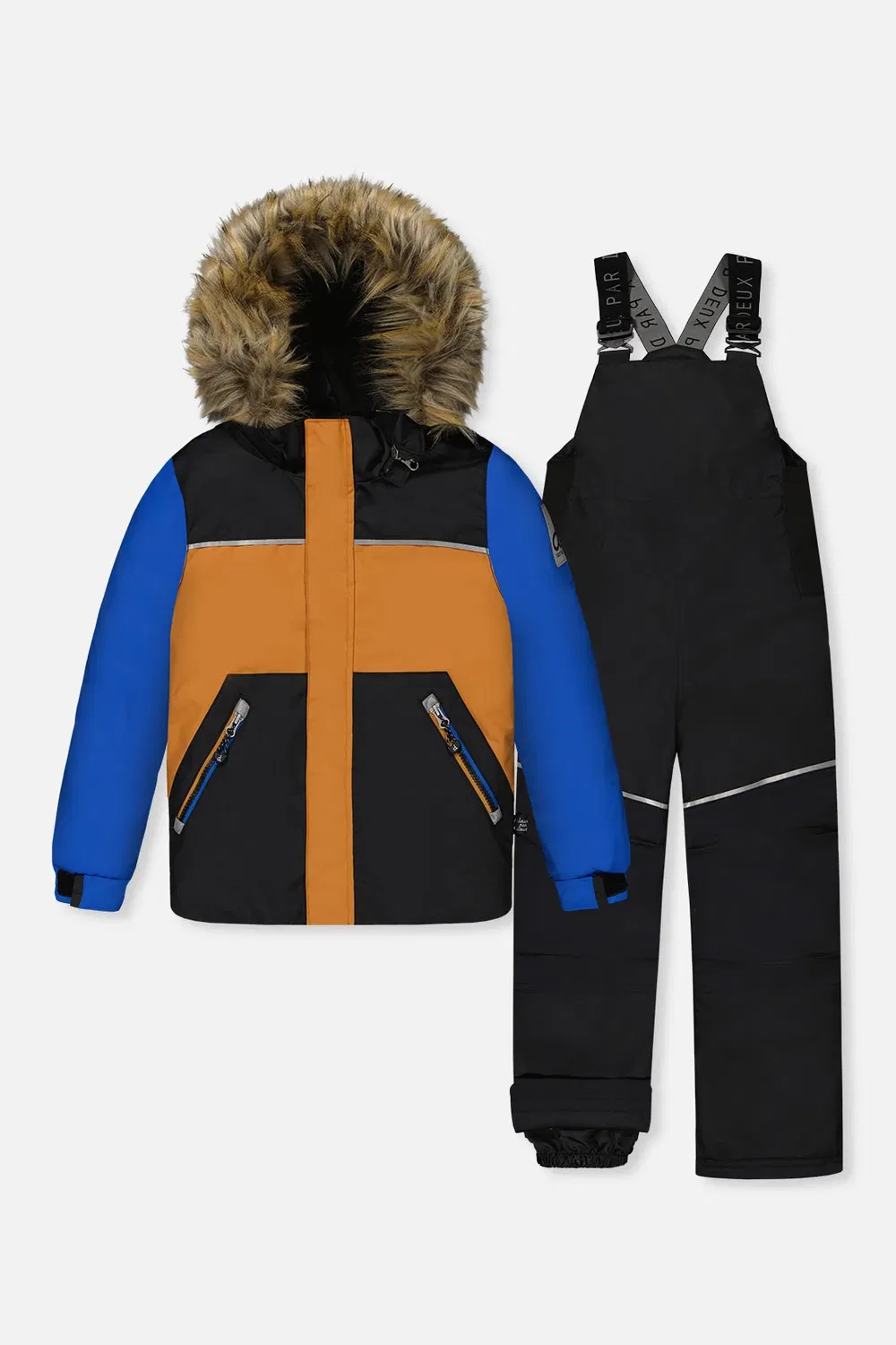 Детский зимний комбинезон из двух предметов с утеплителем Discover Deux par Deux, Noir Brown and Blue