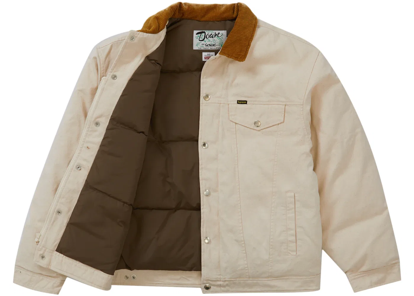 Мужская куртка-бомбер Schott Canvas Down Trucker Supreme, Natural — фото 2