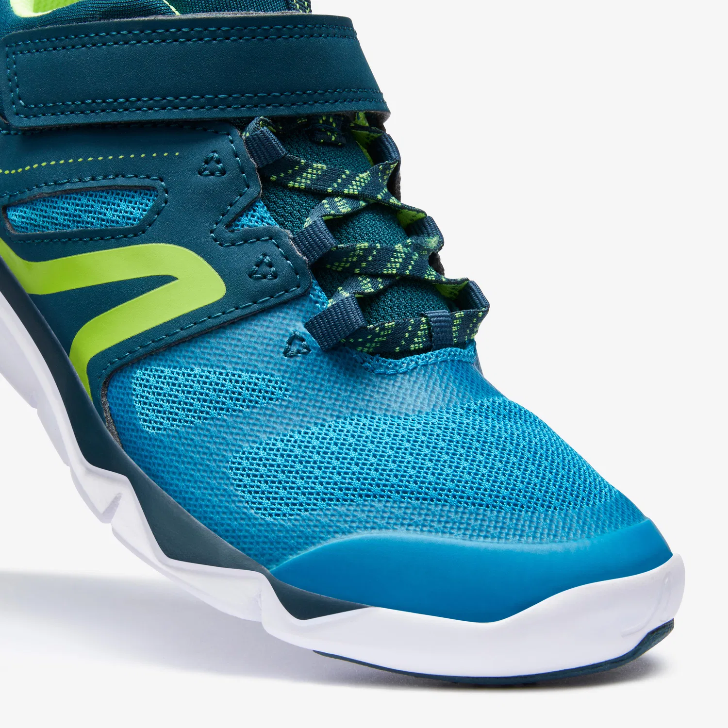 Детские спортивные кроссовки с липучкой PW540 Decathlon, Atlantikblau Blaugrun Fluoreszierendes Hellgelb — фото 4