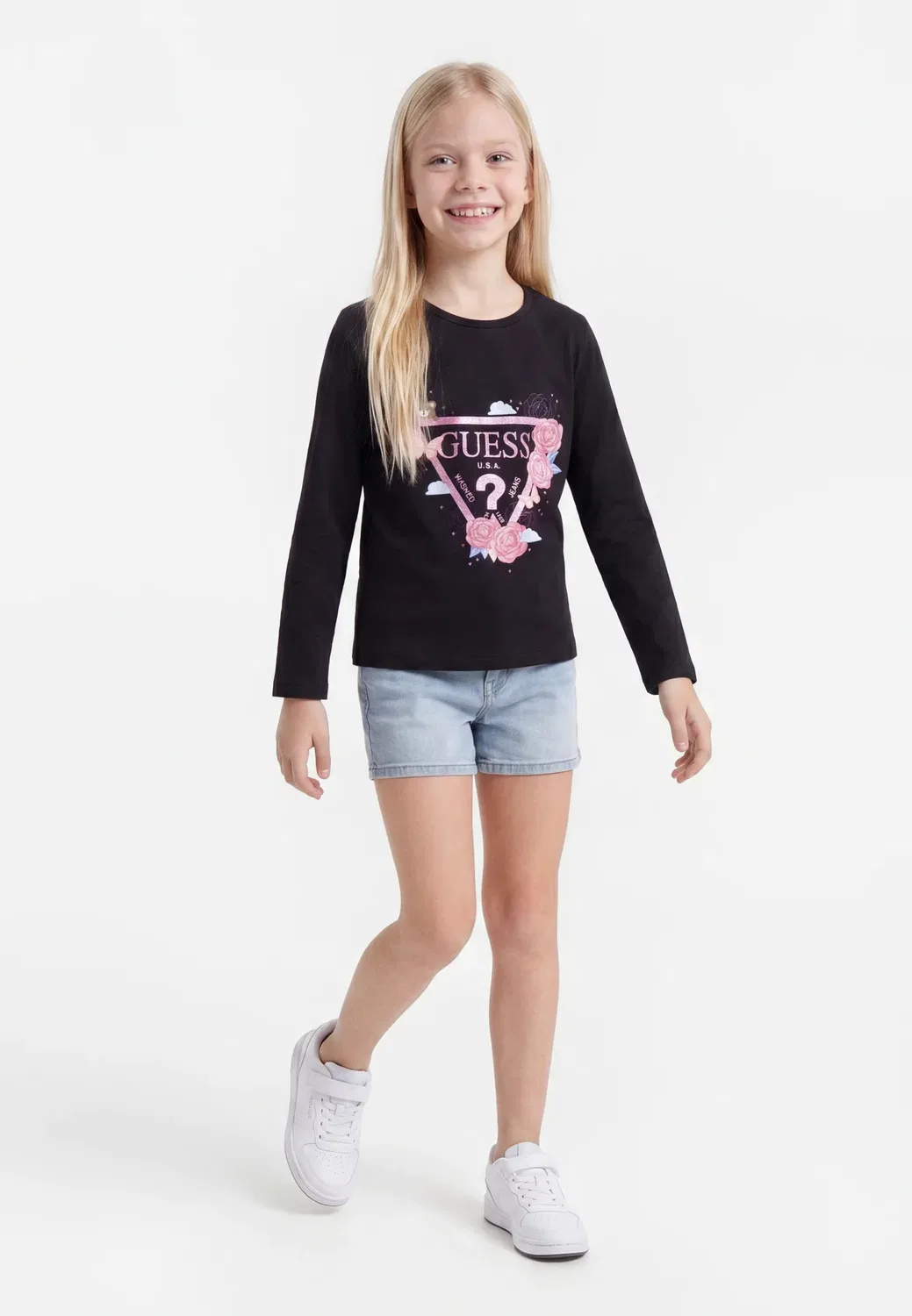 Логотип - футболка с длинными рукавами Guess, Jet Black