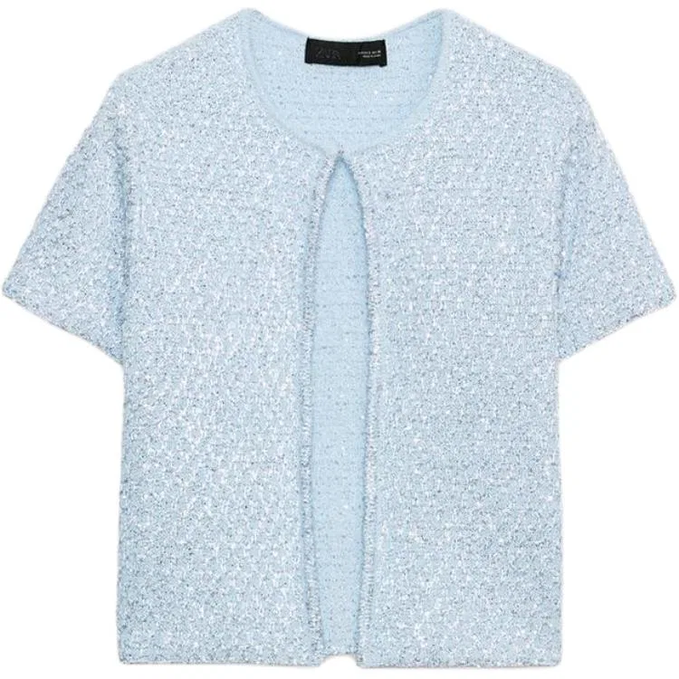 Женский джемпер с круглым вырезом Light Blue ZARA, Light Blue