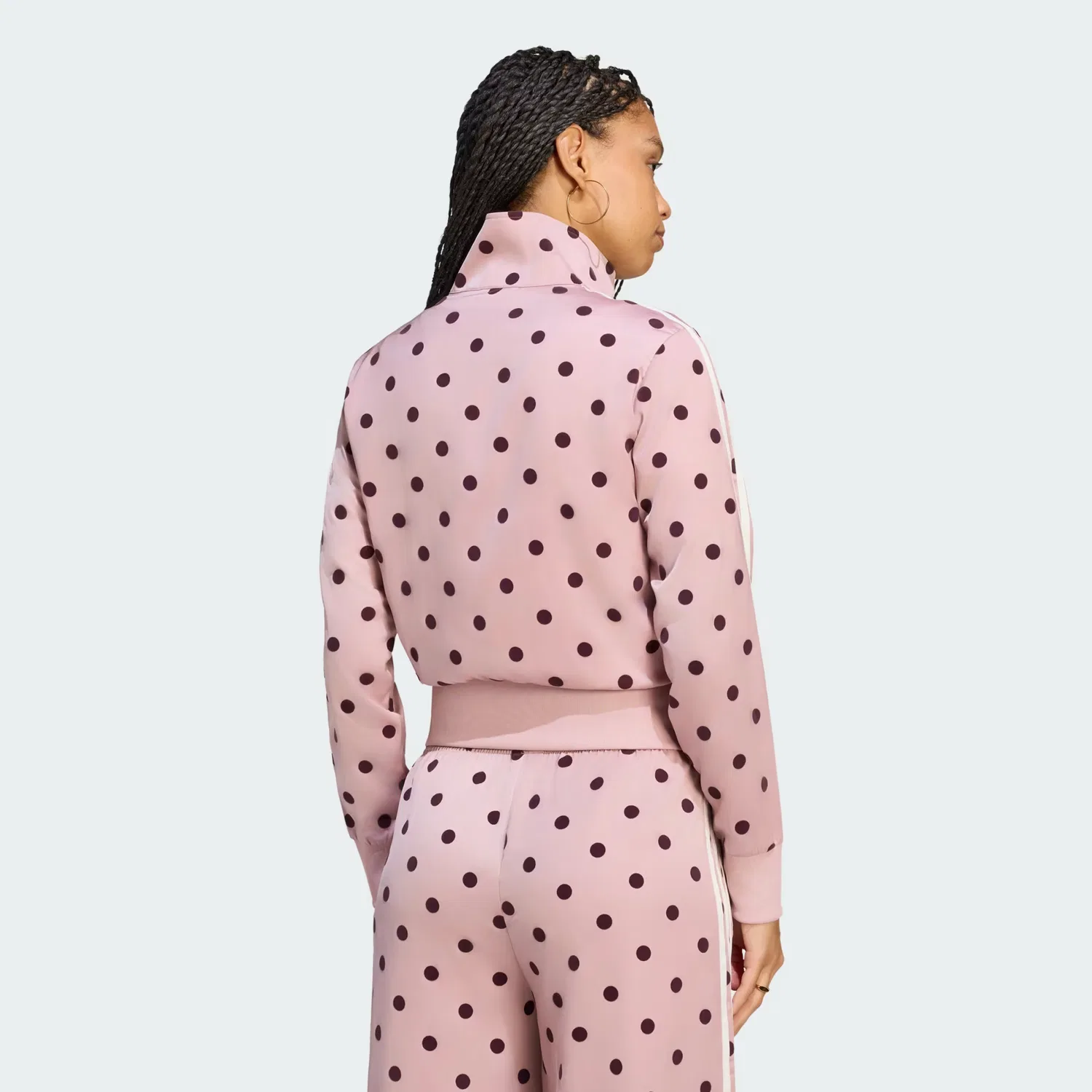 Женская спортивная куртка на молнии из атласа в горошек Satin Polka Dots TT Track Top Adidas Originals, Dual Lilac — фото 2