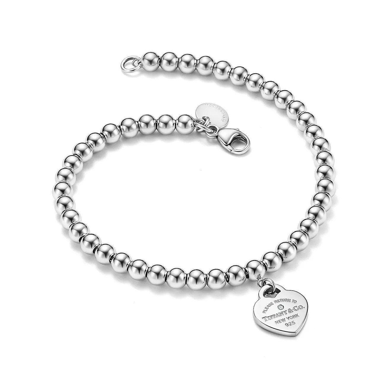 Браслет Tiffany & Co. Return to Tiffany Pink Mini Heart Bead, серебро/бриллиант — фото 3