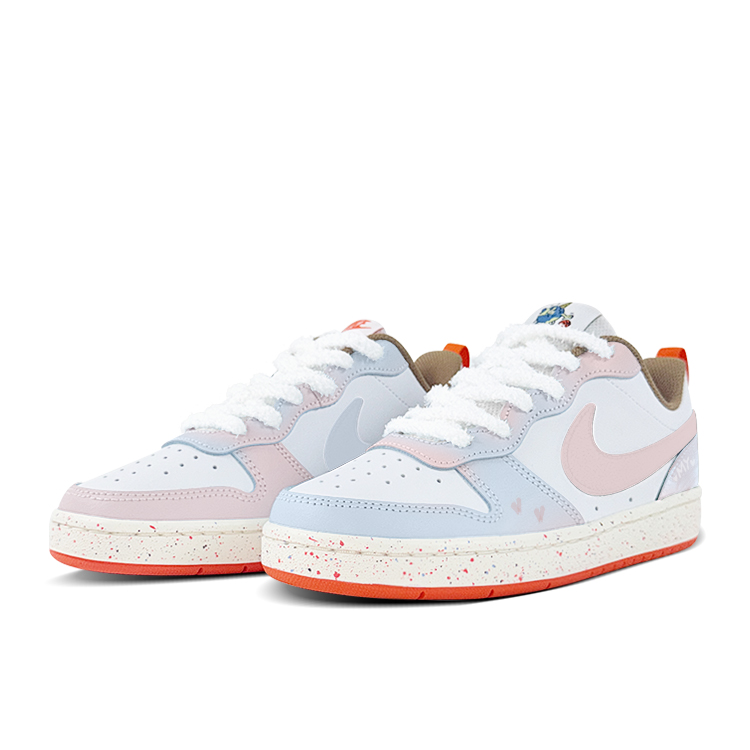 

Court Borough 2 нескользящие амортизирующие износостойкие низкие детские скейтбординг кроссовки unisex Nike, синий/розовый