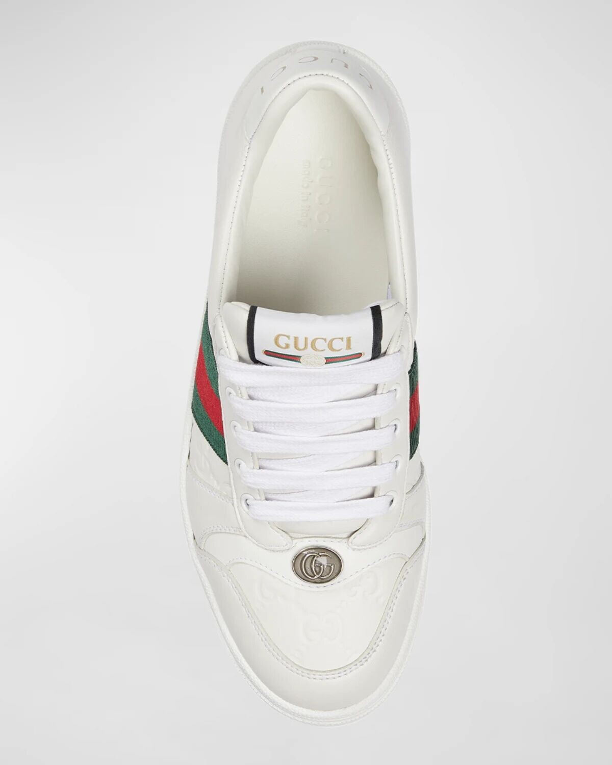 Кожаные низкие кеды с тиснением GG Gucci, цвет Great White — фото 4