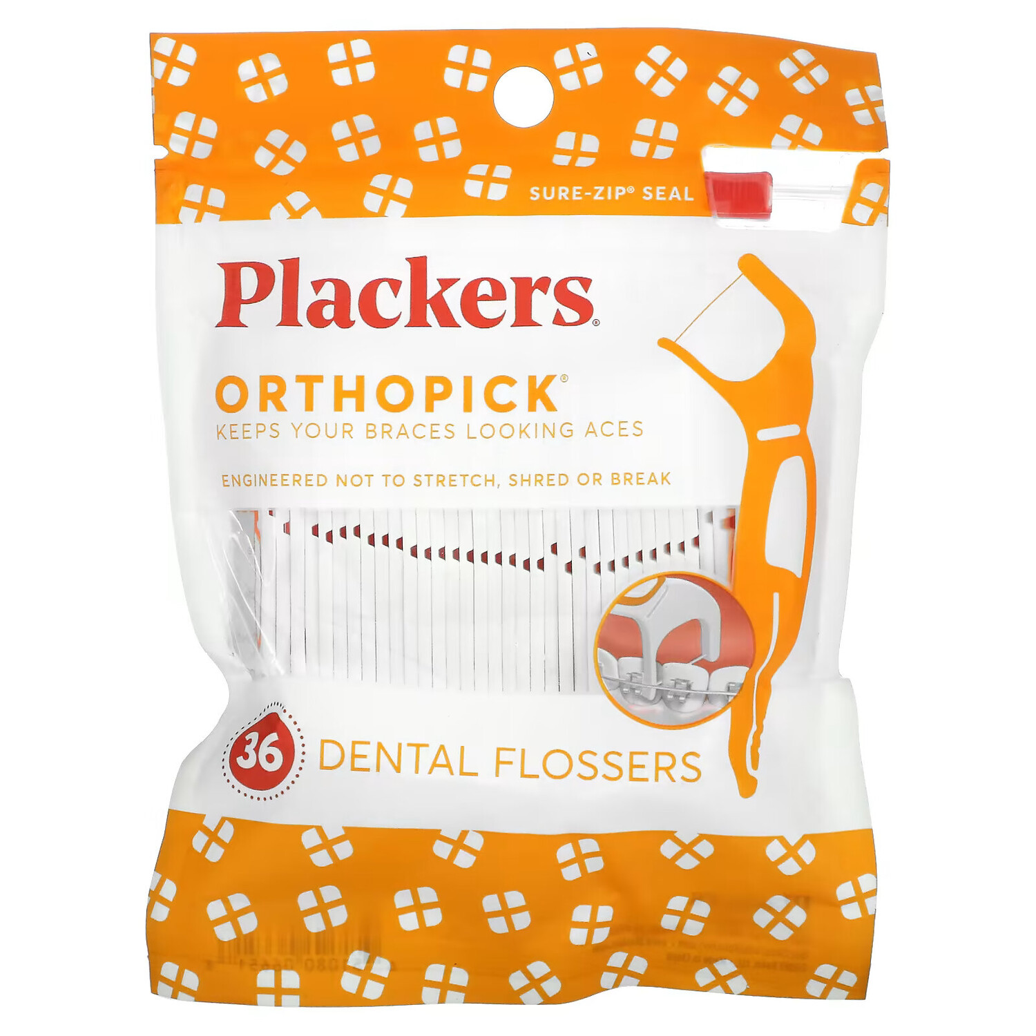 

Plackers, Orthopick, зубочистки с нитью, 36 шт.