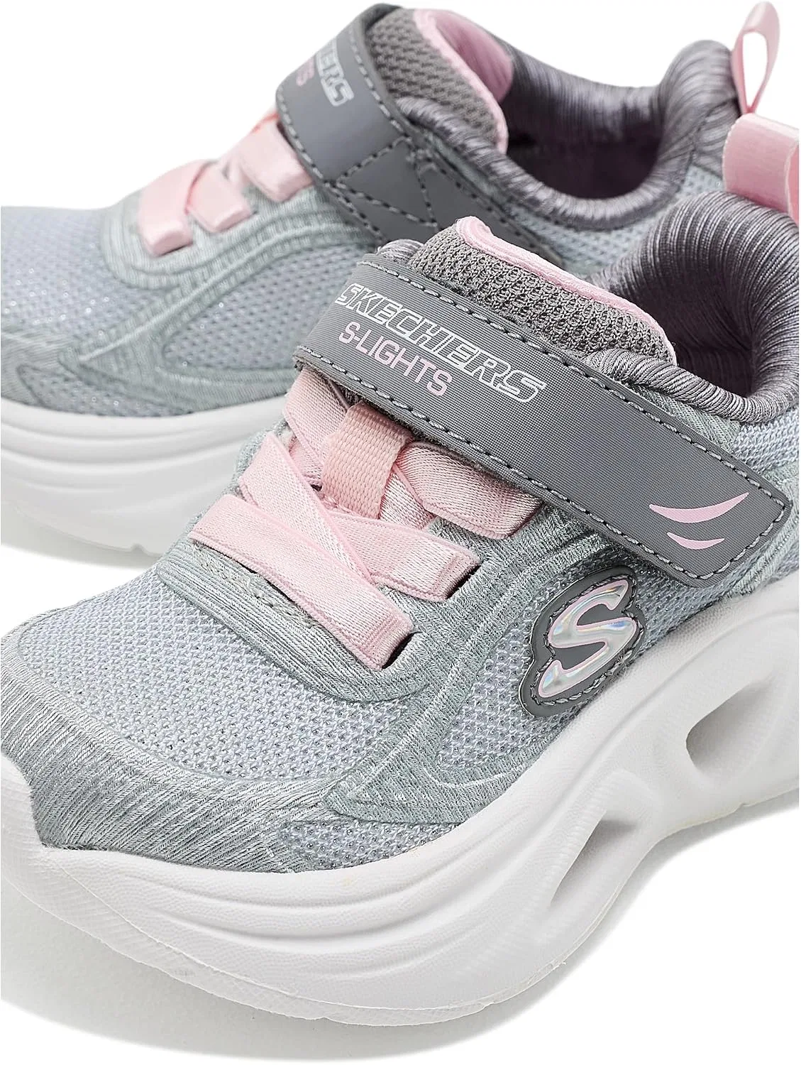Детские кроссовки для девочек с принтом Sola Glow 2.0 Skechers, Light Gray/Multi — фото 2