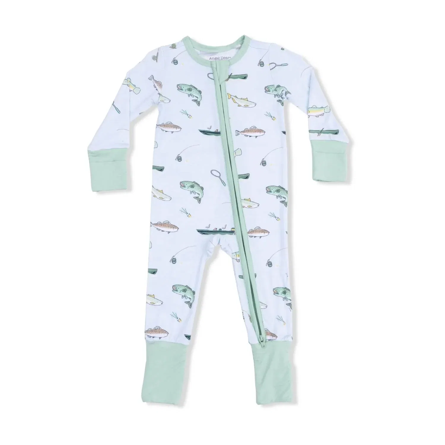 Детский боди-комбинезон с принтом рыбалки на молнии Fishing Bamboo Convertible Romper Angel Dear, синий