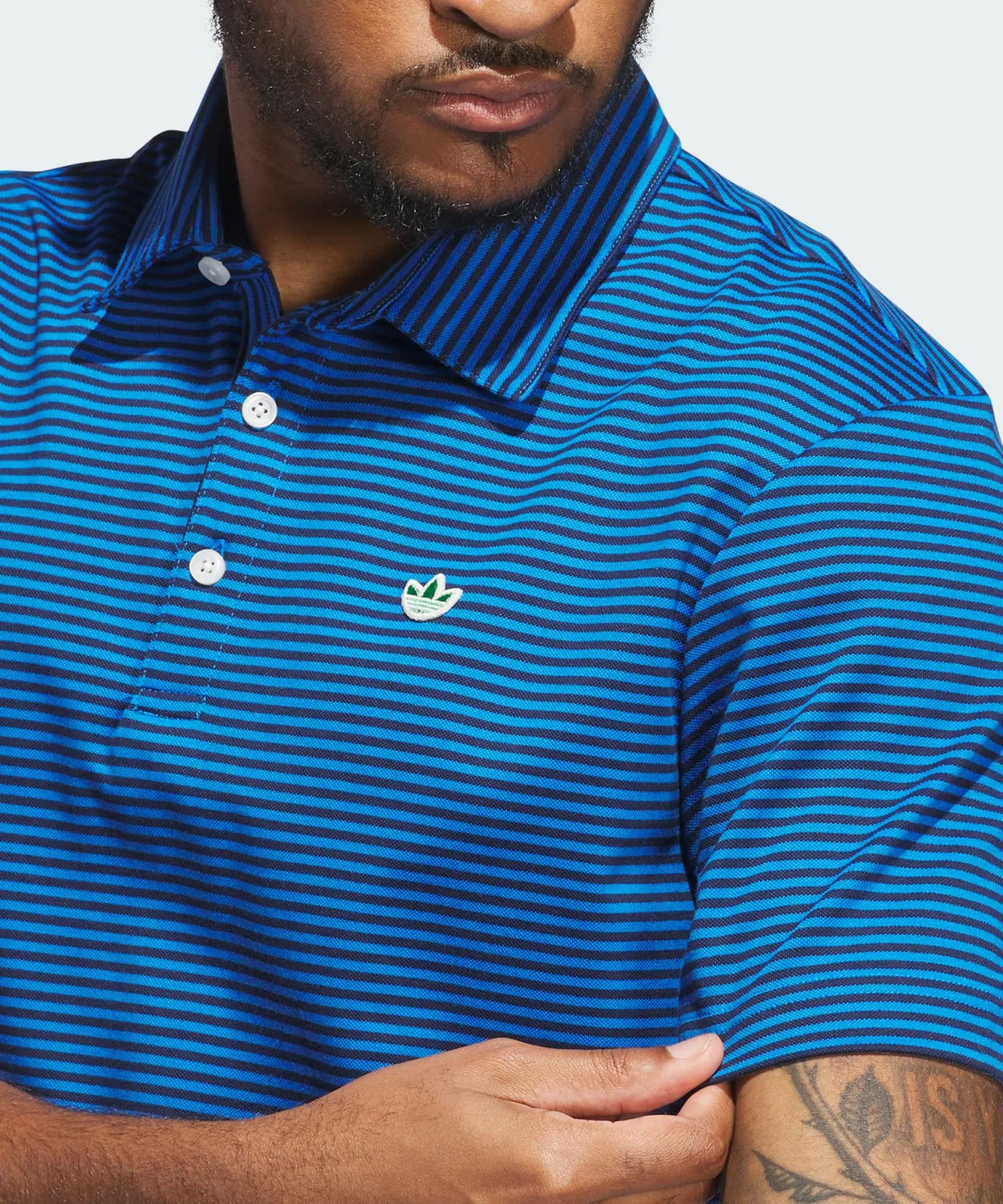 Мужская хлопковая поло с коротким рукавом Originals Striped Pique Polo Adidas, Blue — фото 4