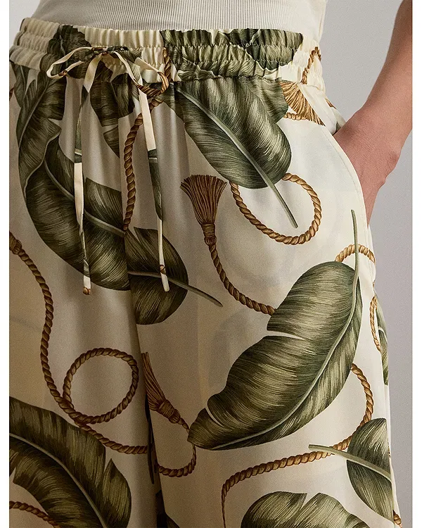 Женские широкие брюки с принтом Rope Print Twill Wide Leg Pant Ralph Lauren, White Multi — фото 4